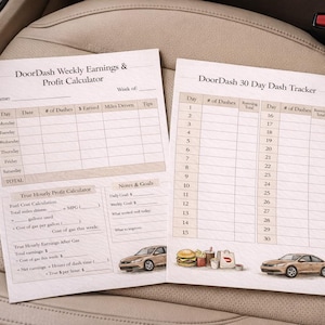 Registro de kilometraje y ganancias de DoorDash / Registro de repartidores (Descarga digital)