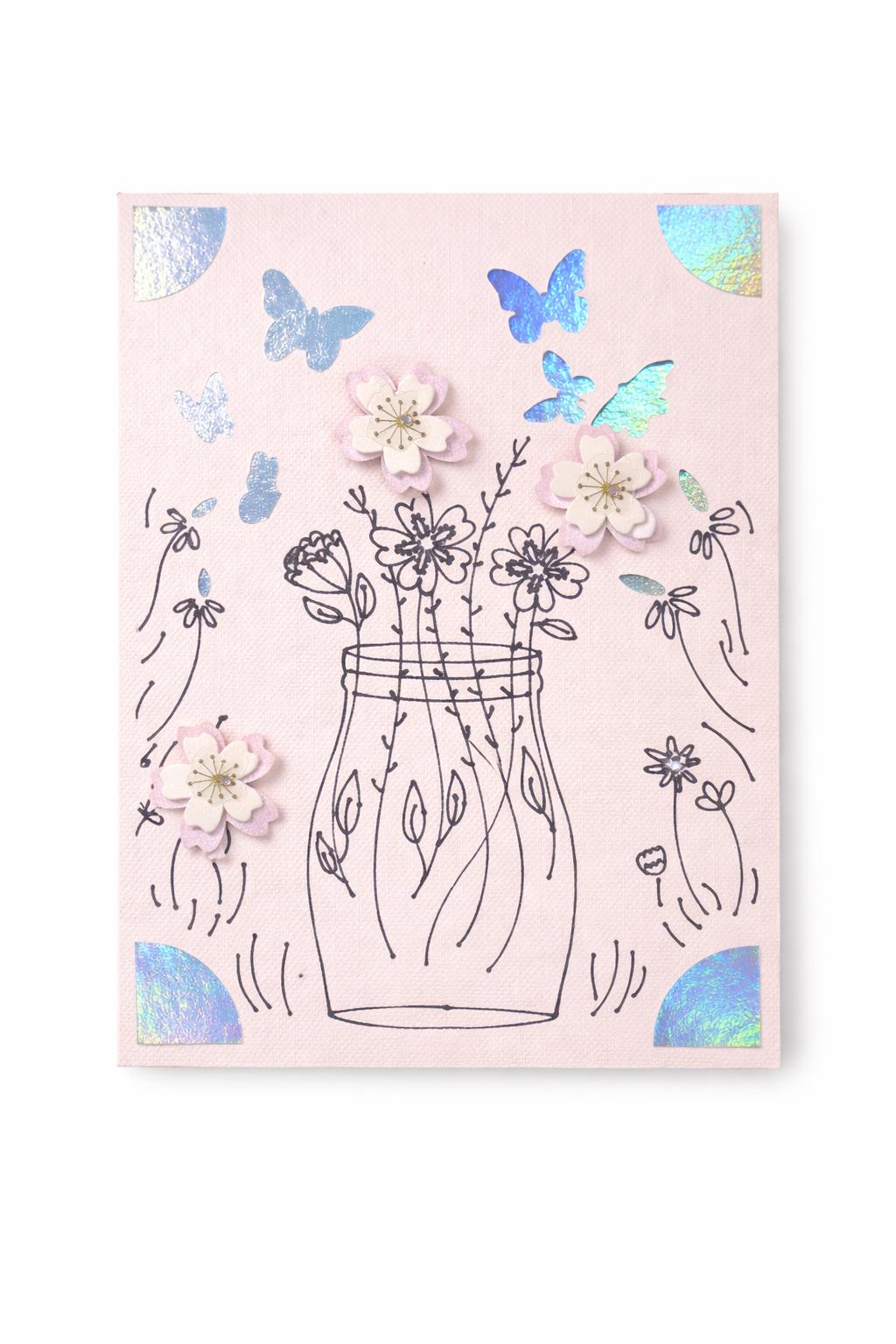 Flowers in Vase With Butterflies Greeting Card - Etsy