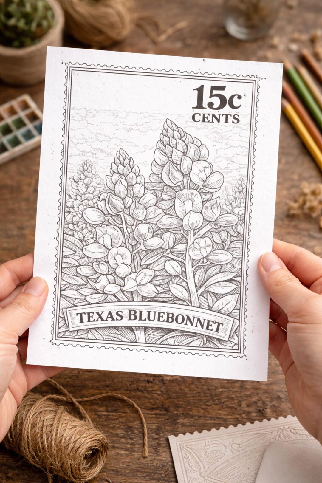 Vintage Stamp Coloring Pages Printable, Wildflower Botanical Coloring ...