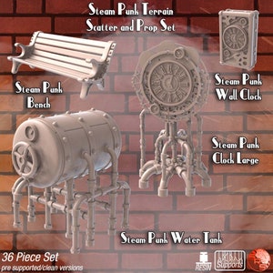 Assorted Steampunk Terrain | RPG Terrain | 28-48mm Terrain