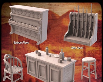Old West Saloon Furniture | RPG Terrain | 28-54mm Terrain