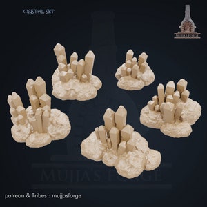 Set of 5 Crystal Terrain Scatter | RPG Terrain | 15-75mm Scale