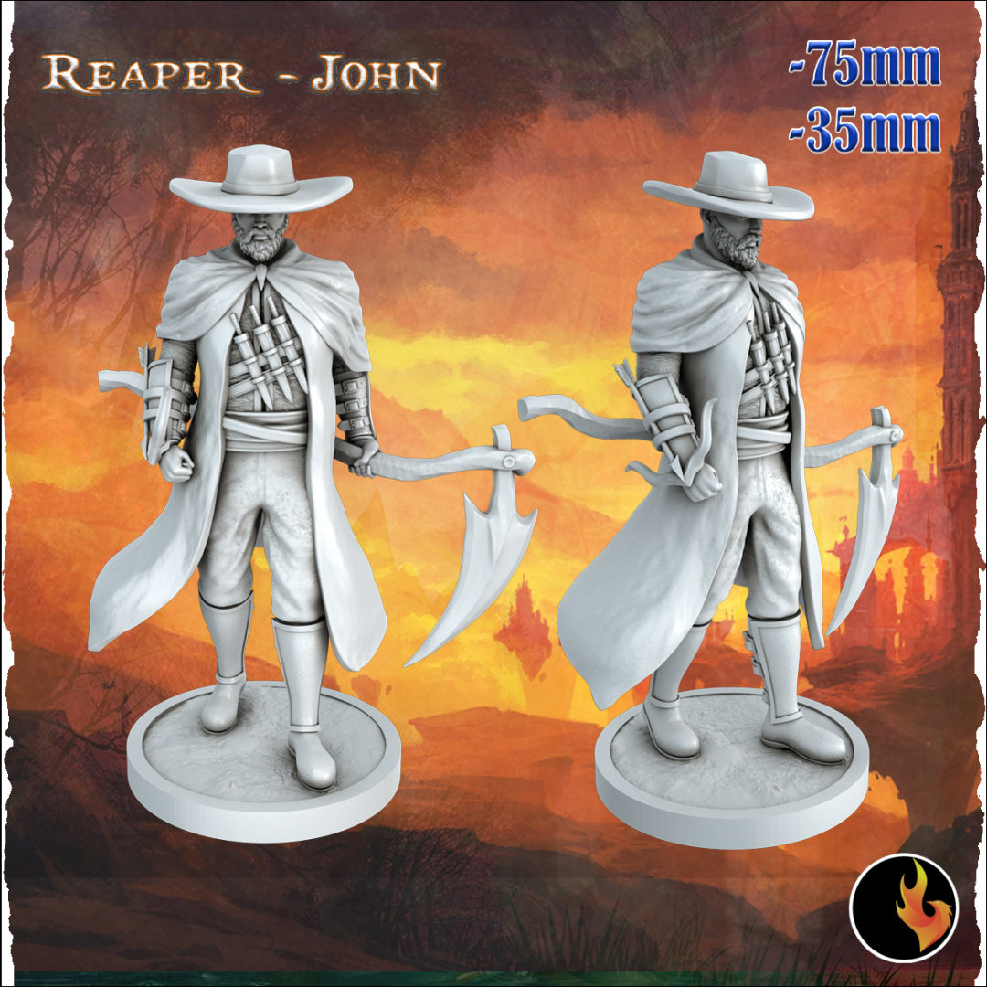 Scythe Wielding Demon Hunter John | 28-125mm Miniature