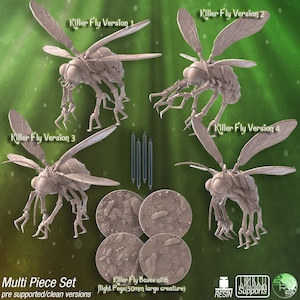 Killer Flies with Opaque Wings | Giant Insect Monsters | Insectoid Ambush | 32mm Giant Miniatures