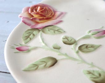 Royal Winton Embossed Rose Serving Dish | Shabby Chic Cottage Decor, Made England
