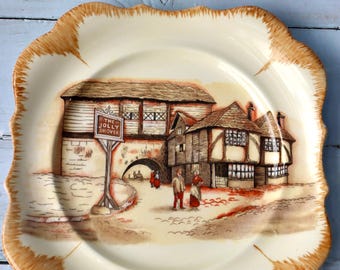 Vintage Lancaster & Sandland “The Jolly Drover” Plate  •  Gold Trim