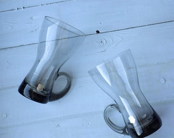 Vintage Åfors Sweden Glass Mug | Scandinavian Smoked Glass Coffee Cu