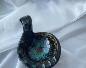 Vintage Italian Hand-Painted Ceramic Palette Tray | Retro Decorative Tray 18.5×12cm