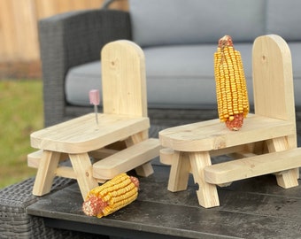 Squirrel Picnic Table – Handmade Wood Feeder with Mounting