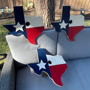 Texas Shaped Birdhouse, Texas Flag Wood Painted Bird Feeder