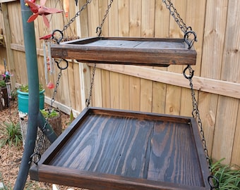 Large Custom Hanging Tray Feeder for Birds and Squirrels – Ideal for Peanuts and Birdseed, Complete with Hanging Hardware