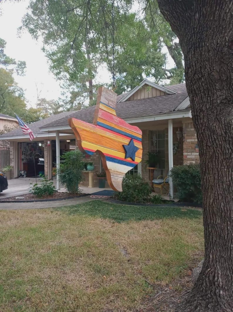 Texas-shaped hanging birdhouse featuring the Texas flag design, or the Houston Astros, Texans, or Rockets colors image 13