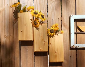 Multiuse Wall-Mounted Wooden Flower Boxes – Handmade Rustic Decor for Indoors or Outdoors