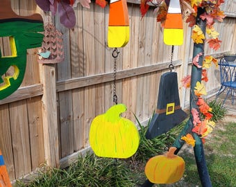 Handcrafted Fall Hanging Decor | Candy Corn, Pumpkin, Scarecrow, Turkey, Pilgrim Hat | Choose Your Style