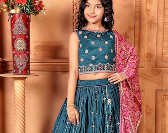 Traditional girls lehenga choli, Indian Kids Girl Dress, Girls Full Stitch Lehenga Choli,Navratri festival dress, Lehenga choli for Navratri