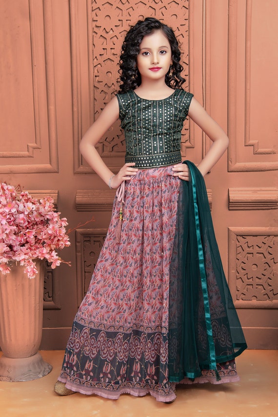 Buy ELQPRI Girls Lehenga Choli Party Wear Embroidered, Printed Lehenga,  Choli and Dupatta Set (Green, Pack of 1)(5 - 6 Years) Online at Best Prices  in India - JioMart.