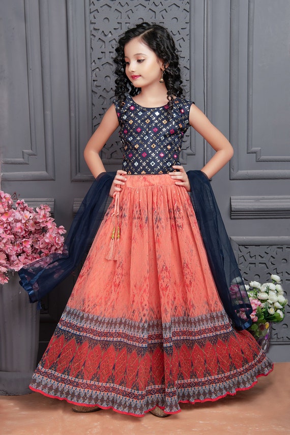 Chotibuti Bandhani Print Lehenga Set | Red, Bandhani Print, Net, Round,  Sleeveless For Girls | Lehenga designs, Bandhani lehenga, Kids dress  patterns