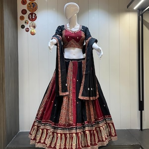 Navratri chaniya choli for women with kutchhi print,Full Stitch Lehenga Choli for Navratri, Festival Outfit for women, Garba Chaniya choli