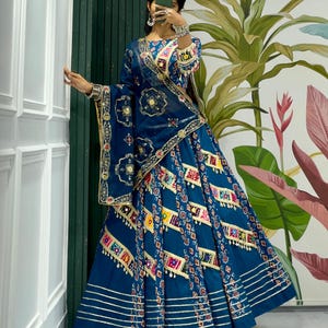 Pure cotton Navratri chaniya choli for women With Kutchi Work, Full Stitch Lehenga Choli for Navratri, Festival Outfit for women