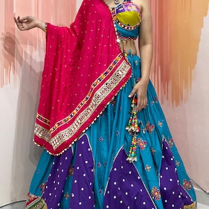 Awsome Rajwadi Blue Chaniya Choli for Navratri Garba, Navratri Lehenga choli for women, Gujarati Chaniya Choli, Navrari Garba Outfit