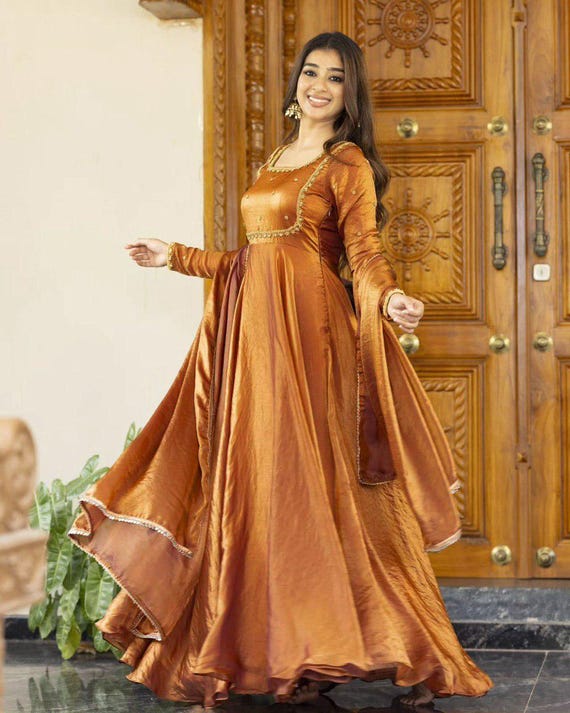 Stylish Brown Ready to Wear Gown for Women With Embroidery Work, Wedding  Gows for Women, Anarkali Gown, Indian Women Ethnic Outfit - Etsy Canada