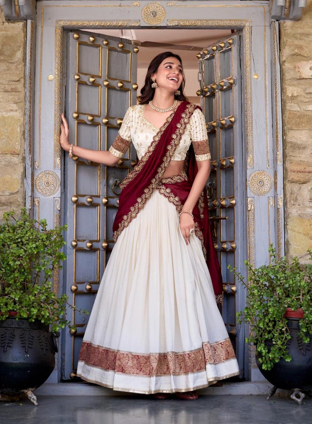 half saree shawl design