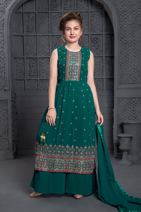 Readymade Green Plazo Kurta Modern Fashion Women Girl Salwar Kameez Ethnic  Dress | eBay