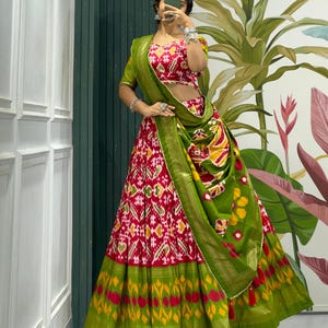 Traditional Tussar Silk Half Saree Lehenga Set for Women, Pavadai Sattai, ready made half saree southindian, Navratri Lehenga for women