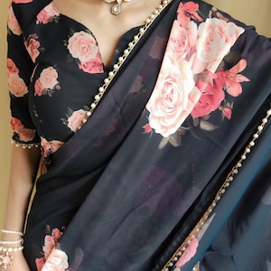 Bollywood Printed Saree for Women Partywear Sarees for engagement function, Designer Saree for Wedding Function USA, Ship to USA UK