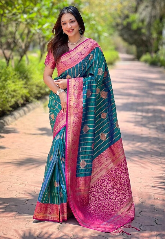 Designer Saree for Women USA Wedding Function Dress Kanjivaram Saree Blouse Readymade kanjivaram Soft Silk Saree With Blouse Indian Wedding Etsy