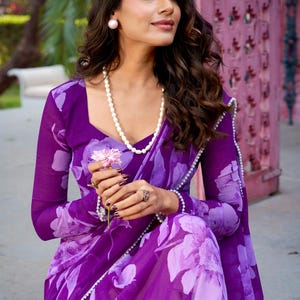 Chiffon Saree - Etsy