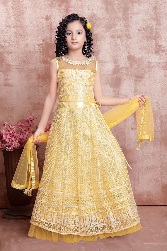 Gown Online | Buy Yellow Ethnic Gown Dress