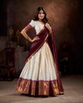 Traditional Designer Cotton Silk Half Saree Lehenga Set for Women,Pavadai Sattai,ready made half saree southindian,Ready to Wear Half Saree