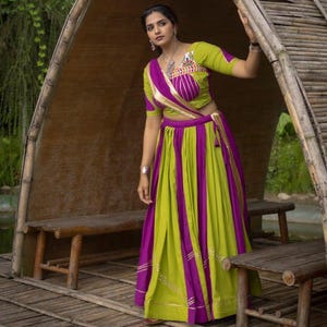 Pure Cotton Navratri Chaniya Choli for Women with Gota Patti Work,Full Stitch Lehenga Choli for Navratri, Women Garba Dresses,Gujarati Choli