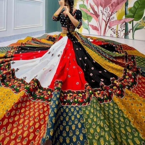 New pure cotton Navratri Chaniya Choli for Women with Real Mirror Work , Full Stitch Lehenga Choli for Navratri, Women Garba Dresses