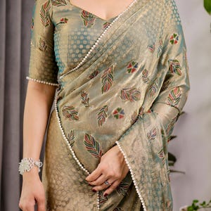 Bollywood Printed Chiffon Saree for Women Partywear Sarees for engagement function, Designer Saree for Wedding Function USA, Saree Gift