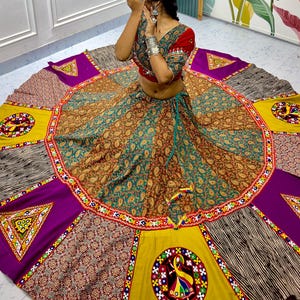 Pure cotton Navratri chaniya choli for women with Multi Patchwork, Full Stitch Lehenga Choli for Navratri, Festival Outfit for women