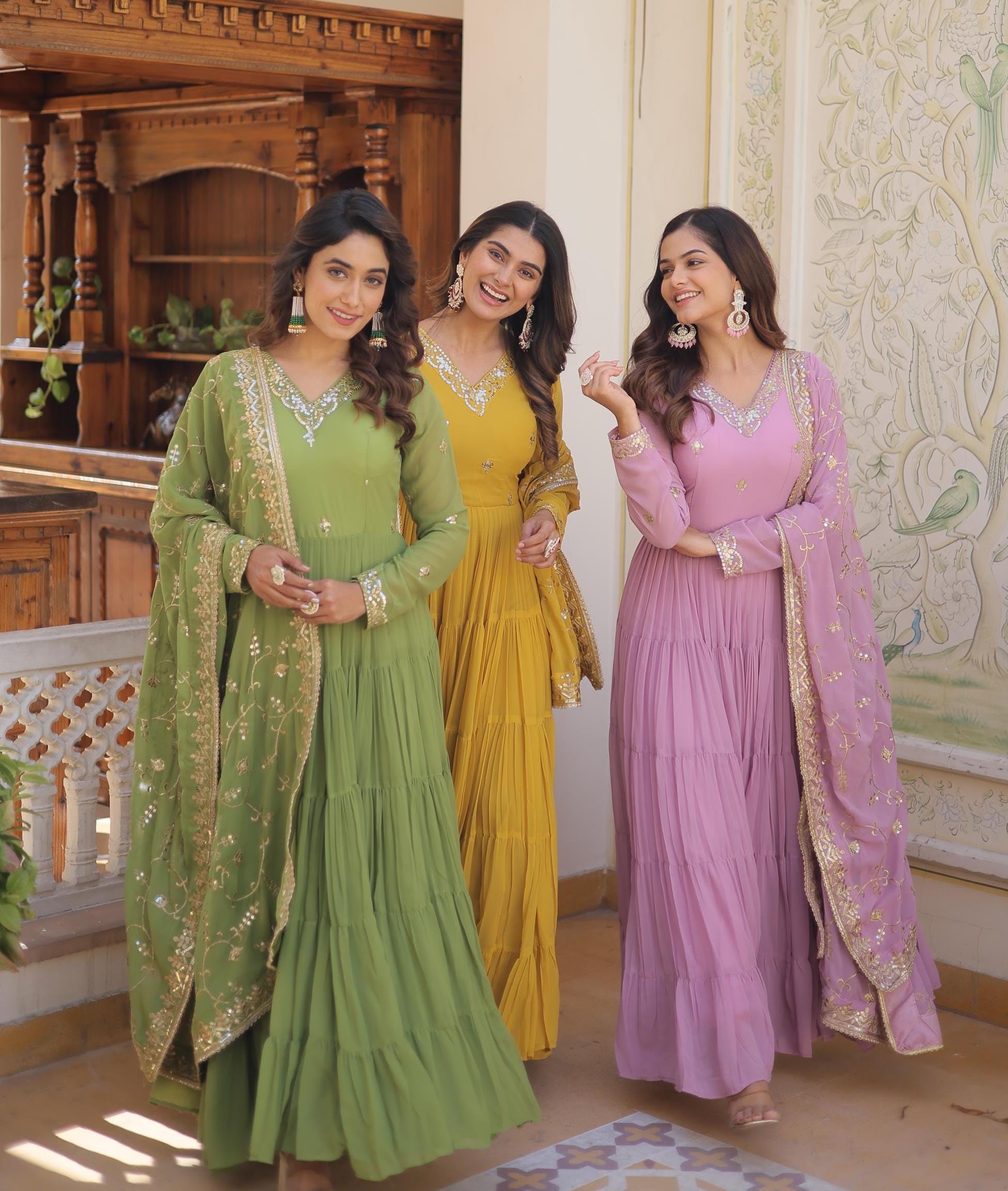 Stylish Ready to Wear Gown for Women with 12 Meter Gown Flare, Wedding Gows for Women, Anarkali Gown, Indian women ethnic Festival outfit