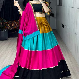 Multicolor Cotton Navratri Chaniya Choli for Women with Gamthi Work, Full Stitch Lehenga Choli for Navratri, Women Garba Dresses,garba Lover
