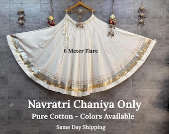 Puur katoenen Navratri Chaniya voor vrouwen met Gota Patti-kant, doorgestikte lehenga voor Navratri, Navratri Ghaghra voor dans, kleuren beschikbaar