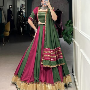 Pure Rayon Cotton Navratri Chaniya Choli for Women with Mirror Work,Full Stitch Lehenga Choli for Navratri, Women Garba Dresses, garba Lover