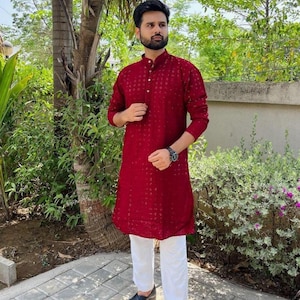 New Chikankari Mens Kurta Pajama Set for Festive Indian Mens wedding wear,Mens Ethnic Kurta dress,Embroidery Sequince work Kurta set