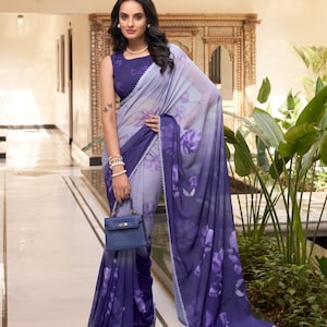 Bollywood Printed Saree for Women Partywear Sarees for engagement function, Designer Saree for Wedding Function USA, Ship to USA UK