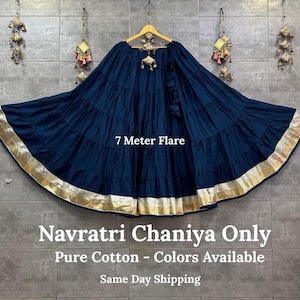 Pure Cotton Navratri Chaniya for Women with Gota Patti lace, Full Stitch Lehenga for Navratri, Navratri Ghaghra for Dance, Colors Available