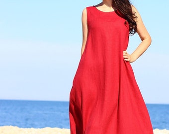 Balloon Linen Shirt Dress | Long Linen Dress | Linen Maxi Dress | Oversized Dress | Natural Linen Summer Dress