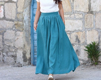 Linen Long Skirt With Pockets | Maxi Vintage Skirt | Premium Quality Women Skirt | Long Skirt | Maxi Skirt | Local Product From EU