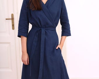 Linen wrap maxi dress Lotika | Long linen wrap dress | Linen summer dress