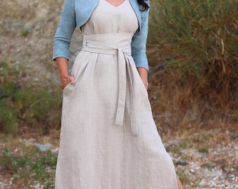 Wide linen belt | Linen belt Lotika | Natural linen belt