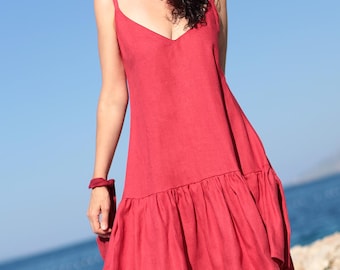 Summer linen dress double-sided 2in1 | Beach linen dress Lotika | Sexy linen dress