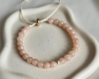 Rosa Jade Armband, Silber Perle, Jade Armband, Gold, Edelsteine, Heilsteine, Baumwolle Schnur